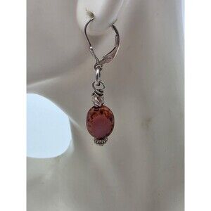 .925 Brownish Red Pierced Earrings 1 1/4"